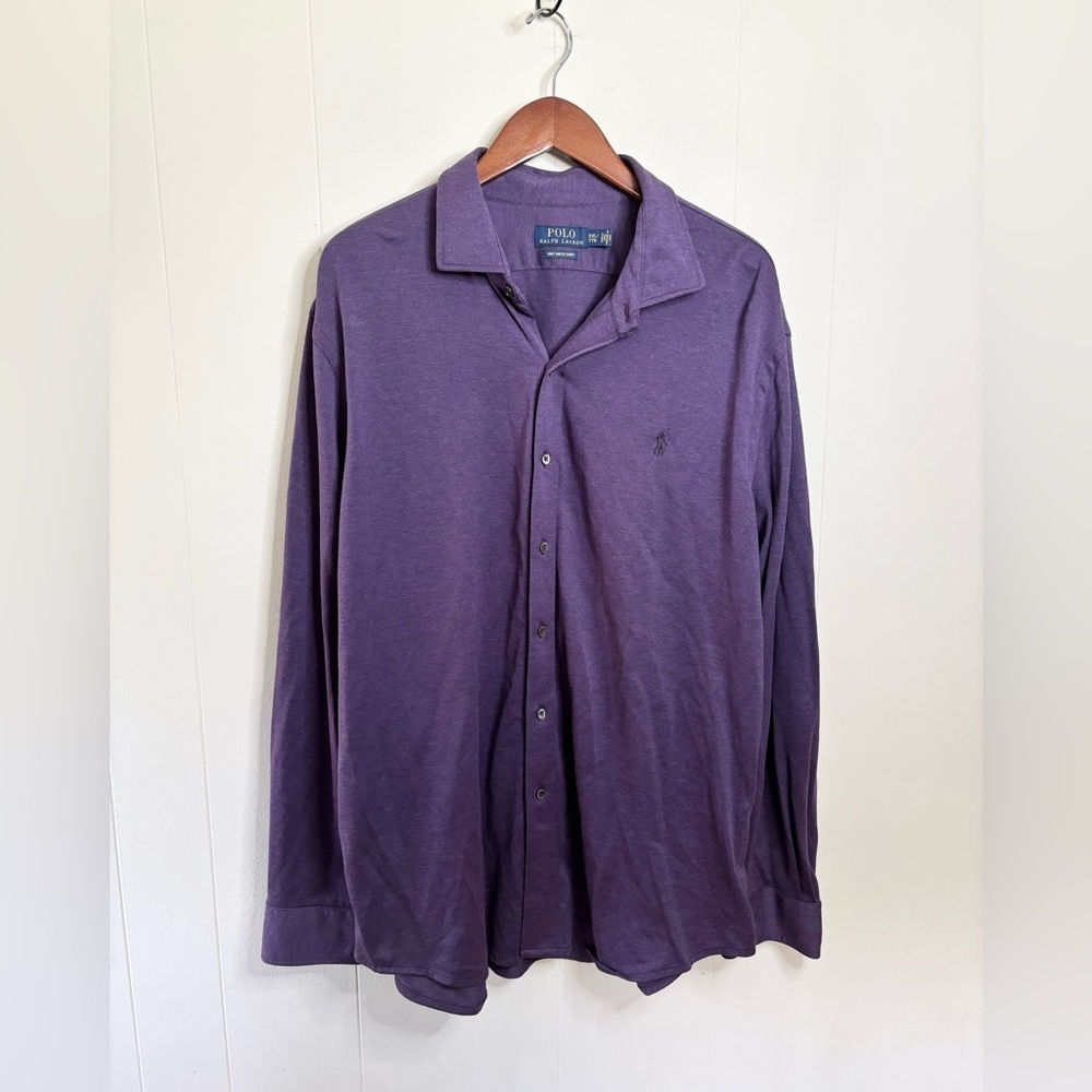 Polo Ralph Lauren purple knit dress shirt size XXL men’s